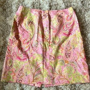 Talbots paisley cotton pencil skirt